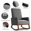 Upholstered Fabric Armchair with Rubber Wood Base-Grey