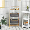 Freestanding A-Frame Laundry Hamper with Shelf-Natural