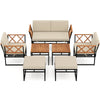 7 Piece Outdoor Conversation Set with Ottomans for Porch-Beige