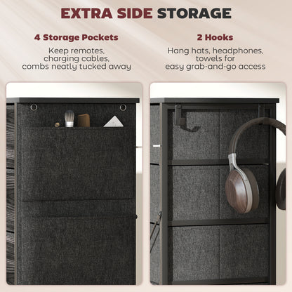 HOMCOM Chest of Five Fabric Drawers in Black