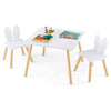 Kids Wooden Table and Rabbit Chairs Set with Space-Saving Structure-White