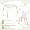 Kids Wooden Table and Rabbit Chairs Set with Space-Saving Structure-White