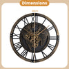 27” Large Wall Clock with World Map and Moving Gears-Brown