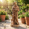 62cm St. Francis Statue with Bird Feeder Saint Francis of Assisi Garden Decoration-Brown