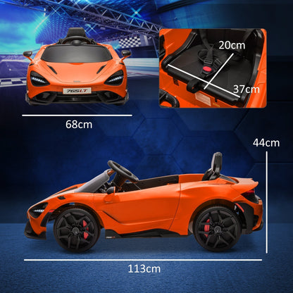 سيارة أطفال كهربائية من AIYAPLAY McLaren 765LT مرخصة بقوة 12 فولت مع أبواب فراشة، وجهاز تحكم عن بعد، وعجلات نقل، لون برتقالي