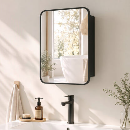 HOMCOM Bathroom Medicine Mirror Cabinet in Black
