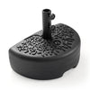 Half Round Patio Umbrella Base Fillable Stand with Decorative Patterns-Black