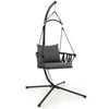 Indoor Outdoor Hanging Swing Chair with Stand and Woven Backrest-Grey