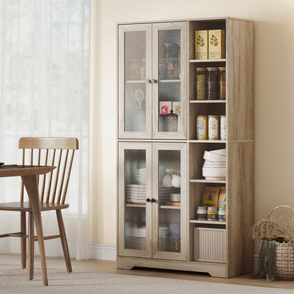 HOMCOM Multi-Storage Kitchen Cabinet in Light Grey