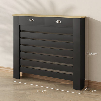 غطاء رادياتير HOMCOM 95.5 ارتفاع × 111 عرض سم، مع درج - أسود