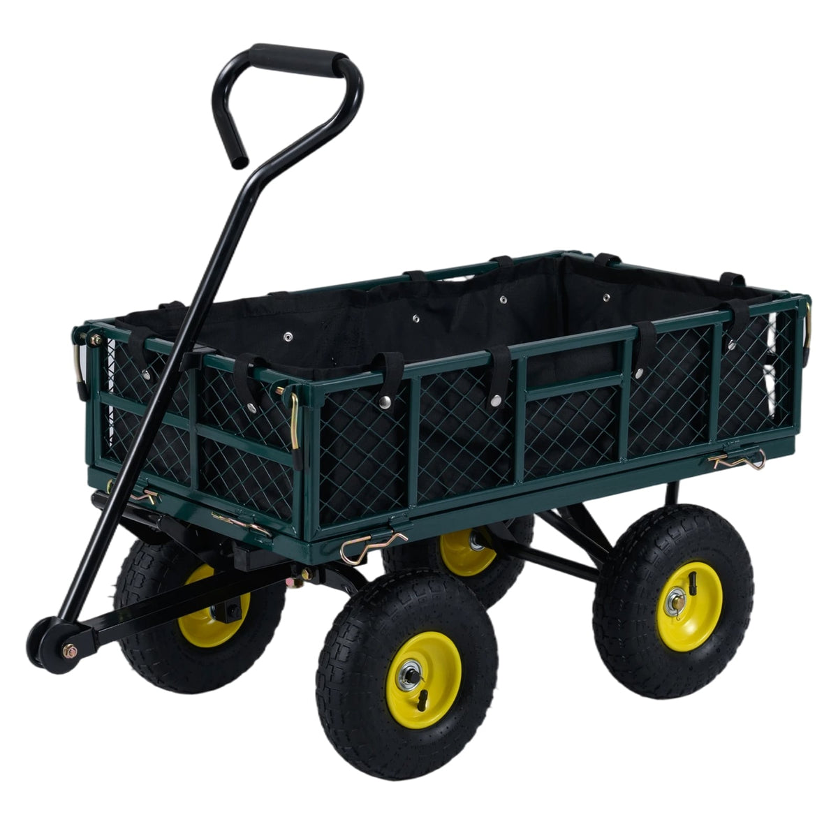 Heavy Duty 410 kg Capacity Metal Garden Cart with Storage Bag-Green