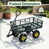 Heavy Duty 410 kg Capacity Metal Garden Cart with Storage Bag-Green