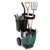 Heavy Duty Rolling Garden Cart with Wheels and Round Bucket-Green