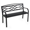 Garden Bench Heavy-Duty Metal Slatted Loveseat for 2 People-Black