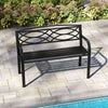 Garden Bench Heavy-Duty Metal Slatted Loveseat for 2 People-Black