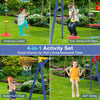 4-in-1 Heavy Duty Swing Set with 1 Basketball Hoop and 1 Adjustable Belt Swing-Blue & Yellow
