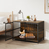 Heavy-duty Dog Crate Furniture with Dual Lockable Double Doors-Rustic Brown