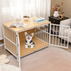 Heavy-duty Dog Crate Furniture with Dual Lockable Double Doors-Natural