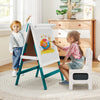 Height-adjustable Painting Easel with Chalkboard and Paper Holder-Green & White