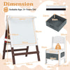 Height-adjustable Painting Easel with Chalkboard and Paper Holder-Brown