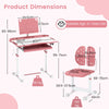 Height-Adjustable Kid's Study Desk and Chair Set with Tilt Desktop and Footrest Bar-Pink