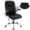 Height Adjustable PU Leather Office Chair with 6-level Headrest-Black