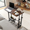Mobile Stand up Height Adjustable Sit Stand Desk with Tilting Tabletop-Rustic Brown