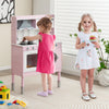 Adjustable Wooden Kids Play Kitchen with Washing Machine-Pink