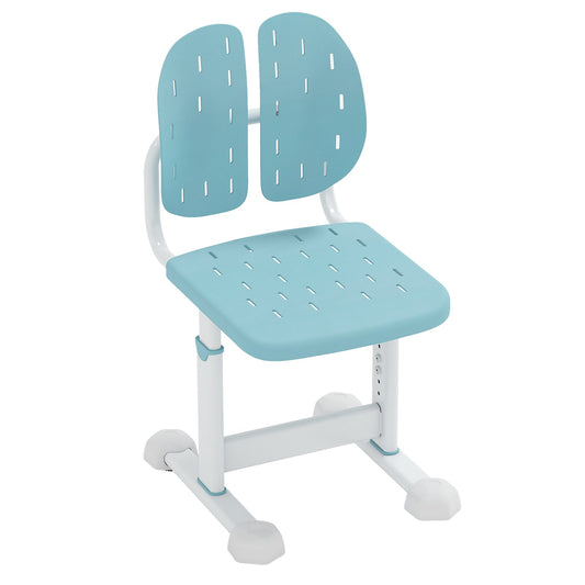 Height-adjustable Kid's Desk Chair with double back support and breathable seat in blue
