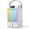 HOMCOM Portable Air Conditioner, 4-in-1 Mini Air Cooler with 4 Wind Speed, 2 Cool Mist, RGB 7 LED Light, White