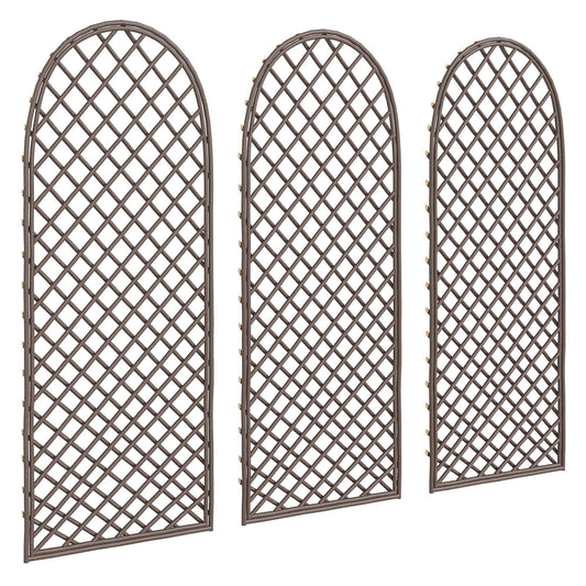 Outsunny Garden Arch, Garden Arbor with 8mm Wicker and Dome Top, Natural Wood Finish