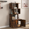 2-in-1 Hidden Cat Litter Box Enclosure with 3 Open Shelves-Rustic Brown