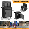High Capacity Tool Storage Cabinet with Lockable Wheels-Black & Grey