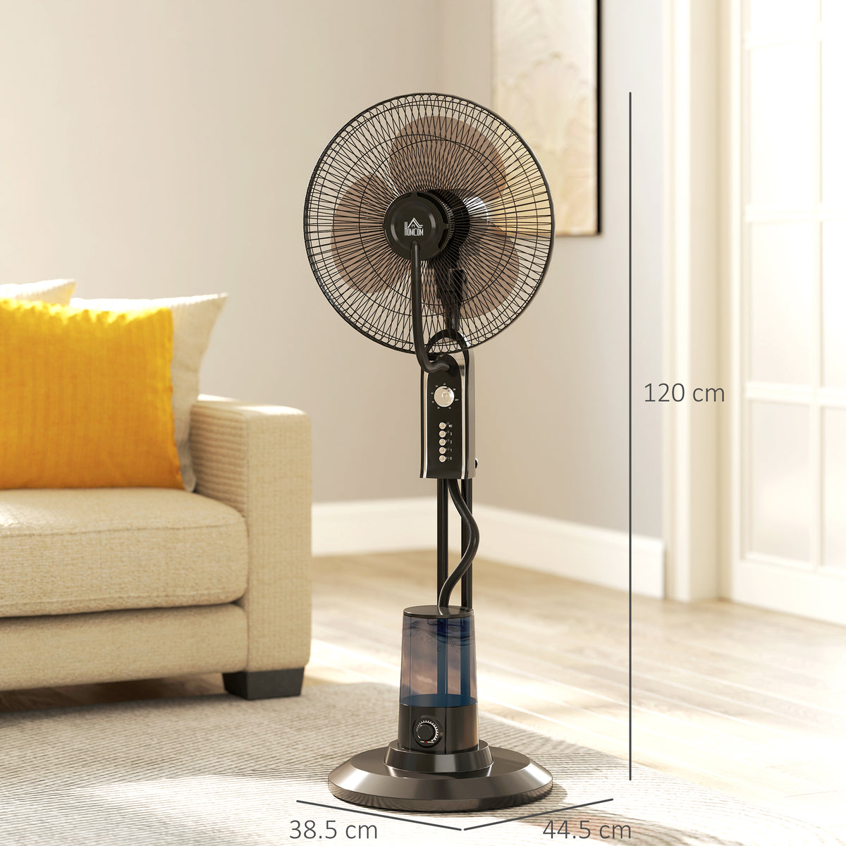 HOMCOM Pedestal Fan with Water Mist Spray in Black