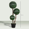 HOMCOM Decorative Artificial Tree Boxwood Ball Topiary Tree in Pot Fake Plant for Home Indoor Outdoor Decor, 90 cm, Dark Green