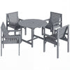 Outsunny 5 Pieces Garden Dining Set with Parasol Hole, Round Outdoor Table and Chairs, 4 Seater Wooden Garden Furniture, Grey