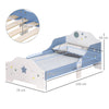 HOMCOM Toddler Bed Frame, Kids Bedroom Furniture for Boys Girls with Safe Guardrails, Low Junior Blue
