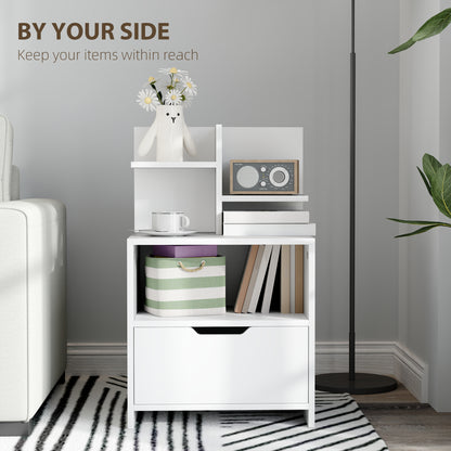 HOMCOM Modern Bedside Table in White