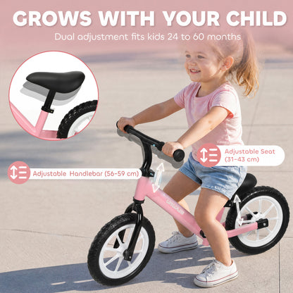 AIYAPLAY 11.2" Balance Bike for 2-5 Years in Pink