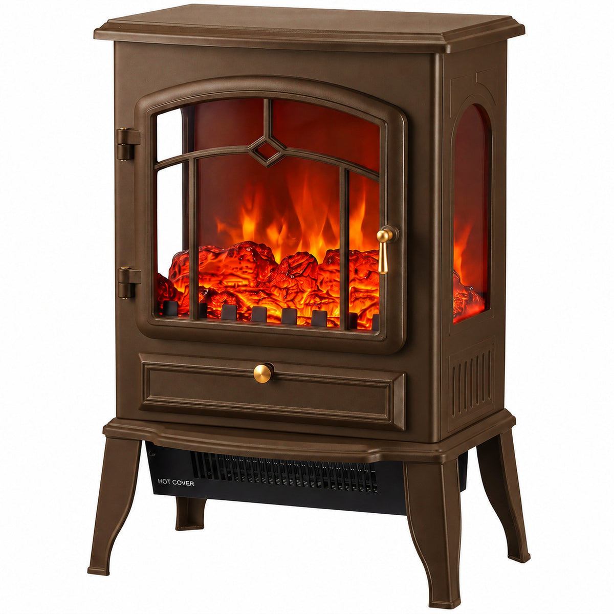 HOMCOM Electric Fireplace Stove in Brown