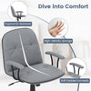 Home Office Desk Chair PU Leather Makeup Vanity Chair with Adjustable Height and Rocking Function-Grey