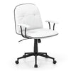 Home Office Desk Chair PU Leather Makeup Vanity Chair with Adjustable Height and Rocking Function-White