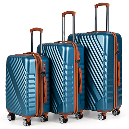 Large/Medium/Small Carry on Suitcase Sets with Premium Wheels and TSA Approved Lock-Blue
