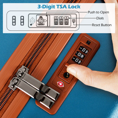 Large/Medium/Small Carry on Suitcase Sets with Premium Wheels and TSA Approved Lock-Blue