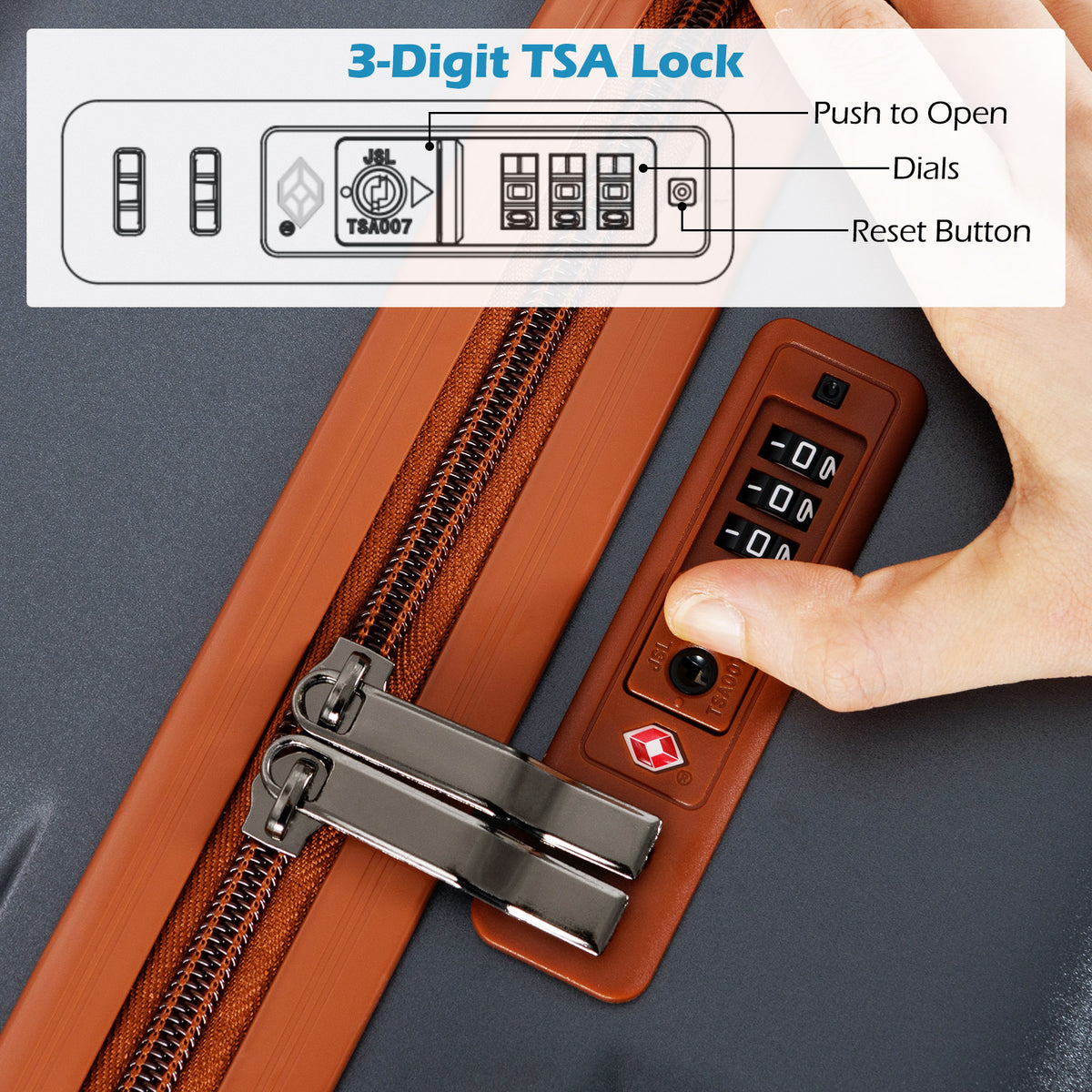 Large/Medium/Small Carry on Suitcase Sets with Premium Wheels and TSA Approved Lock-Grey