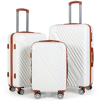 Large/Medium/Small Carry on Suitcase Sets with Premium Wheels and TSA Approved Lock-White