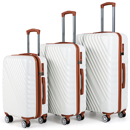 Large/Medium/Small Carry on Suitcase Sets with Premium Wheels and TSA Approved Lock-White