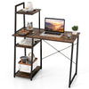 Home Office Desk with Bookshelf and Host Stand-Brown