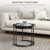 HOMCOM Nesting Tables Set of 2, Side End Table with Removable Tabletop Tray and Steel Frame for Living Room, Bedroom, Black