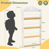 House-Shaped Kids Bookshelf 4-Tier Wooden Book Display Rack with Anti-falling Baffles-White